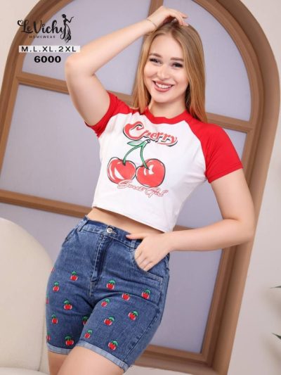 بيجامه حريمي شورت توب وشورت