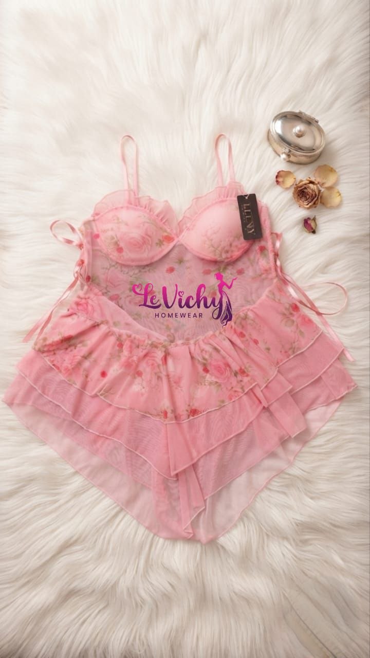 lingerie لانجيري حريمى قصير مطعم بدانتل